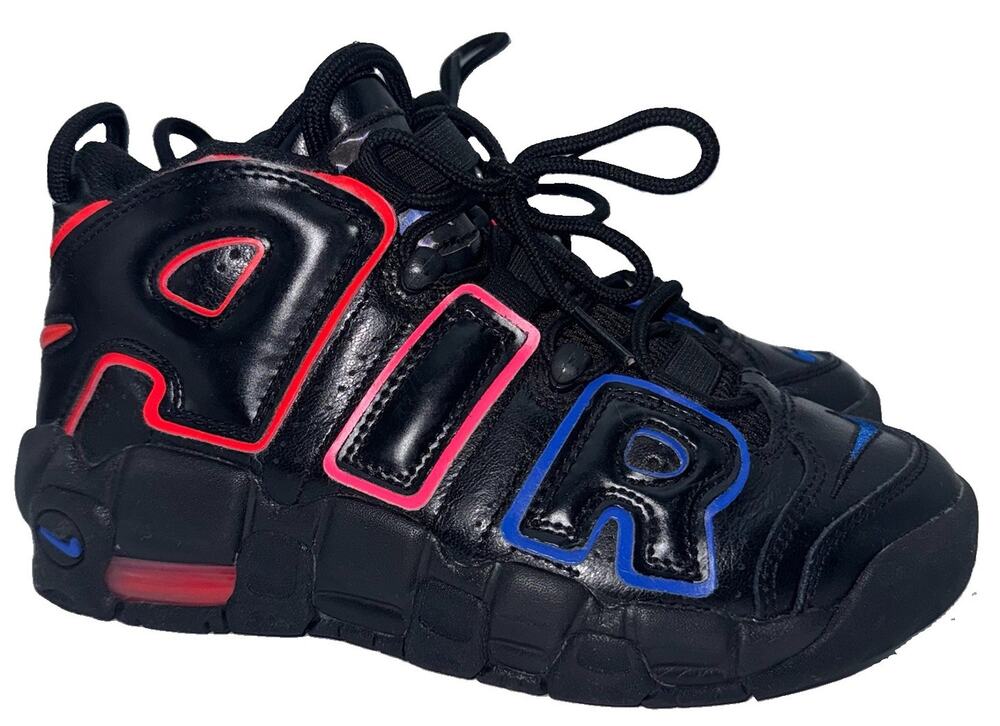 Nike Air More Uptempo Electric Black Pink Blue GS 5Y FD1012-001 Basketball